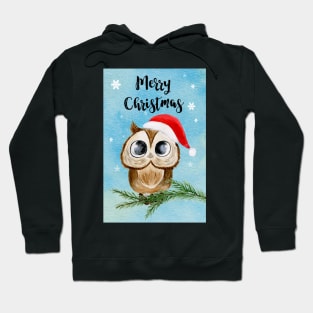 Watercolo Christmas Owl Hoodie